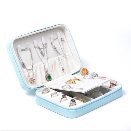 (PERSEGI PANJANG)TEMPAT PERHIASAN Travel Jewelry Anting Kalung Cincin Box