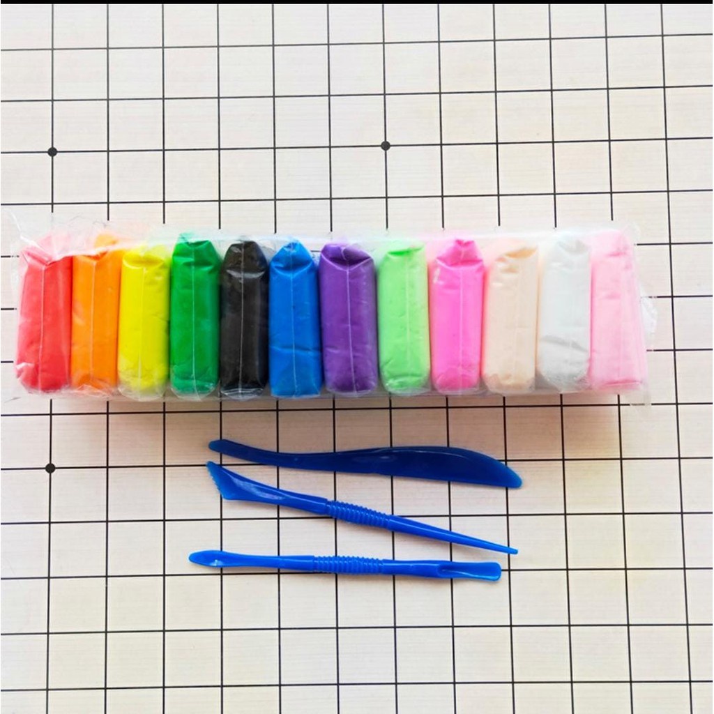 Clay Slime 12 pcs  Warna Plastisin Lilin Mainan Anak-Anak Bahan Slime Edukasi Anak