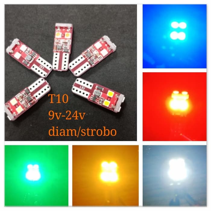 led t10 24v..led T10 strobo..lampu kecil..led canbus 12v 24v - Biru