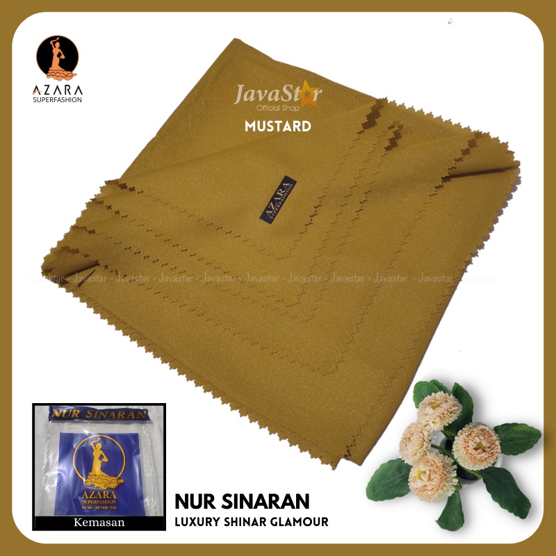 (GROSIR COD) Jilbab Azara luxury NUR sinar glamour Laser Cut kerudung hijab segiempat glowing-Mustard