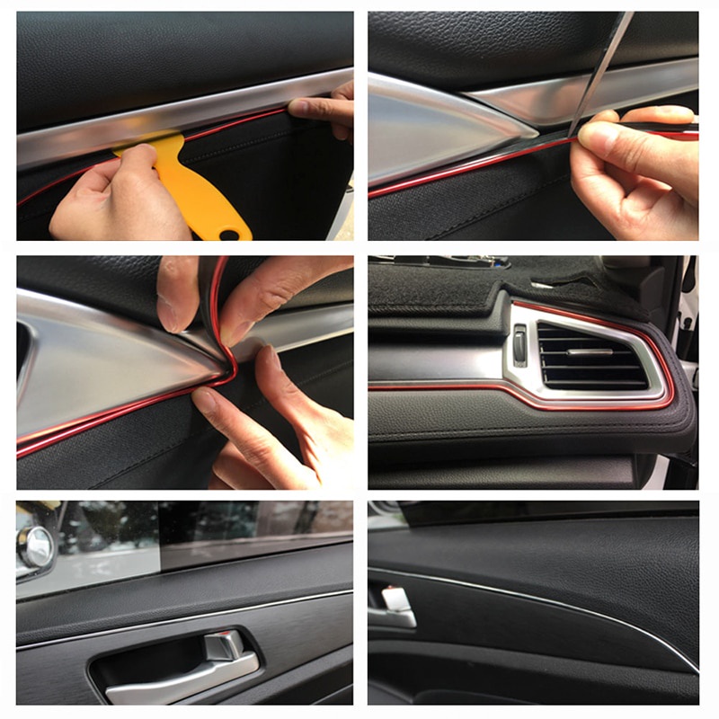 Strip Trim Panel Pintu Mobil Universal Panjang 5M Dengan Scraper