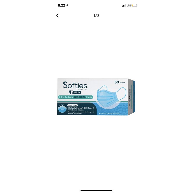 Softies surgical mask 1 box isi 50pcs - masker