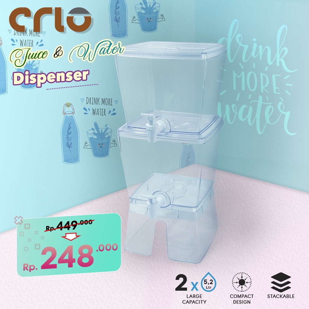 Dispenser Air Praktis/dispenser Pesta Teko Air Minuman Juice Portable Crio Juice & Water Dispenser 2susun