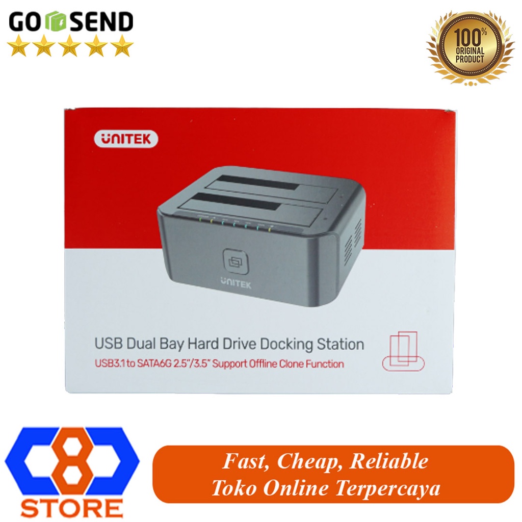 DOCKING HARDDISK SSD UNITEK Y3032 DOUBLE CLONE USB 3.0 SATA3