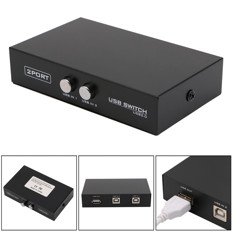 Btsg 2-Port USB2.0 Sharing Switcher Box USB HUB Adapter Untuk PC Scanner Printer