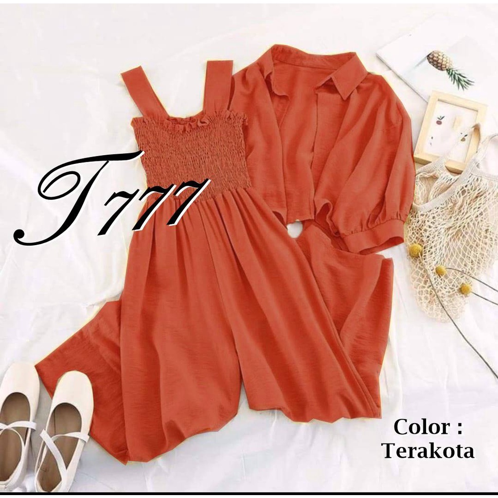 LQ SALESTOCKFASHION SET 2IN1 JAMSUIT LACIELA-TERAKOTA