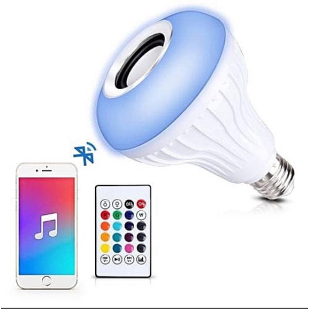 Speaker aktif bluetooth lampu bohlam LED Warna warni with remote kontrol