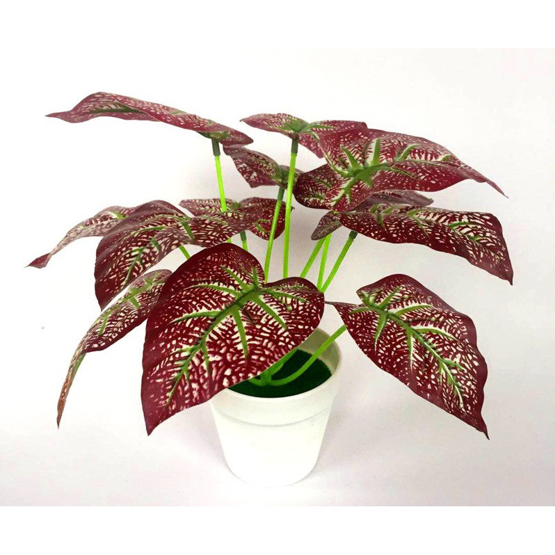 Satu7an Ornamen Bunga Plastik Tanaman hias Dekorasi Rumah Pajangan ARTIFICIAL Murah Impor pot bonsai-DAUN 1 - PBP09