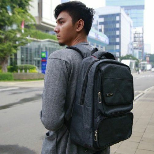 Ransel Pria Casual Tas Punggung Laptop Backpack Sporty Kasual Canvas Pria/Cowok/Laki Laki Punggung Kantor Kerja Sekolah Kampus Kuliah - Air Bone