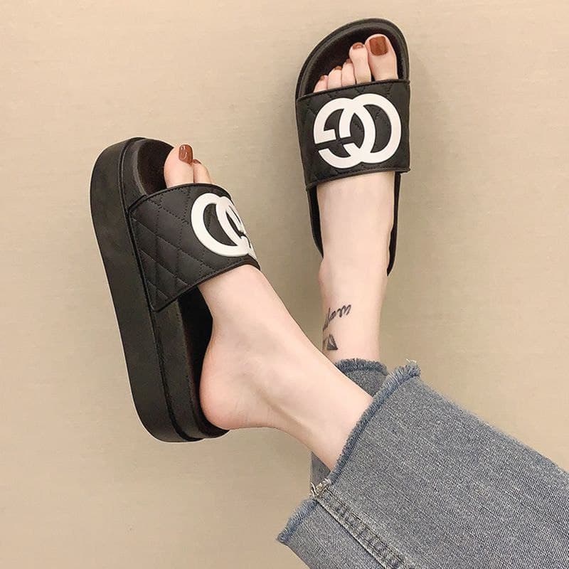 AGI0021 Sandal wedges wanita murah import sandal selop slop terbaru cod jakarta