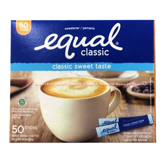 Equal Classic 50Sticks Classic Sweet Taste Pemanis Buatan Gula Tablet Rendah Kalori Untuk Diabetes Diabetes Diet Sukrosa Ekual Klasic Nol Gula Nol Kalori