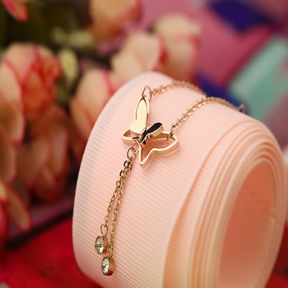 R-flower Anklet Bracelet Fashion Barefoot Wanita Rose Gold