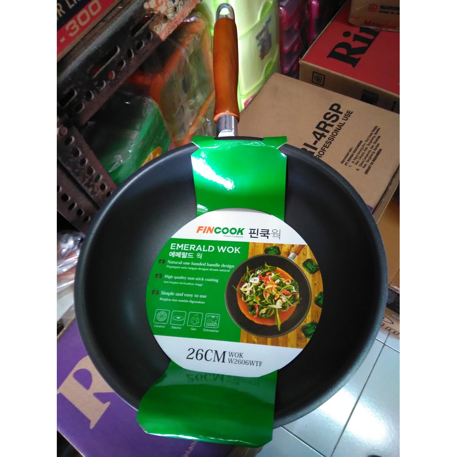 Wajan/Penggorengan Serbaguna Teflon, FINCOOK Emerald, 26 cm.(GOJEK).