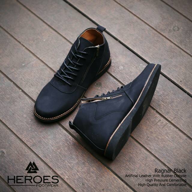 Sepatu Boots Casual Pria Semi Formal Kerja Kuliah Model Brodo Zipper Boot Resleting Original