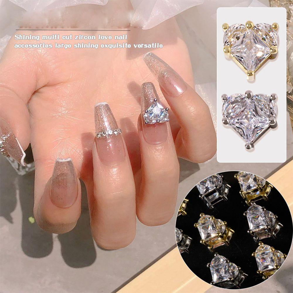 Aksesoris Berlian Imitasi Bentuk Hati 3D Untuk Dekorasi Nail Art