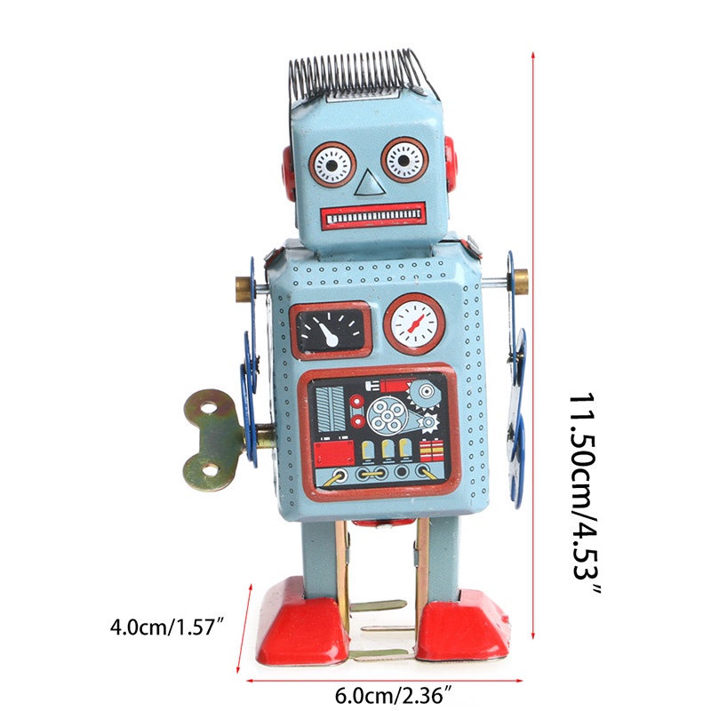 Mary Vintage Mekanik Clockwork Wind Up Walking Robot Tin Mainan Anak Hadiah Koleksi