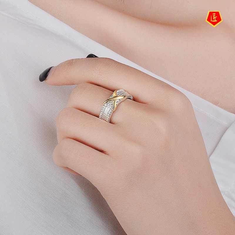 [Ready Stock]Classic Retro Color Separation X Ring Silver Fashion