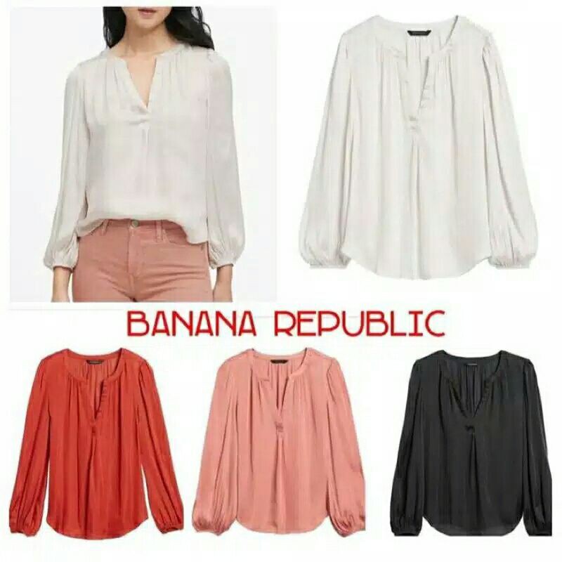 BANANA REPUBLIK SOFT SATIN BLOUSE WANITA Original Branded