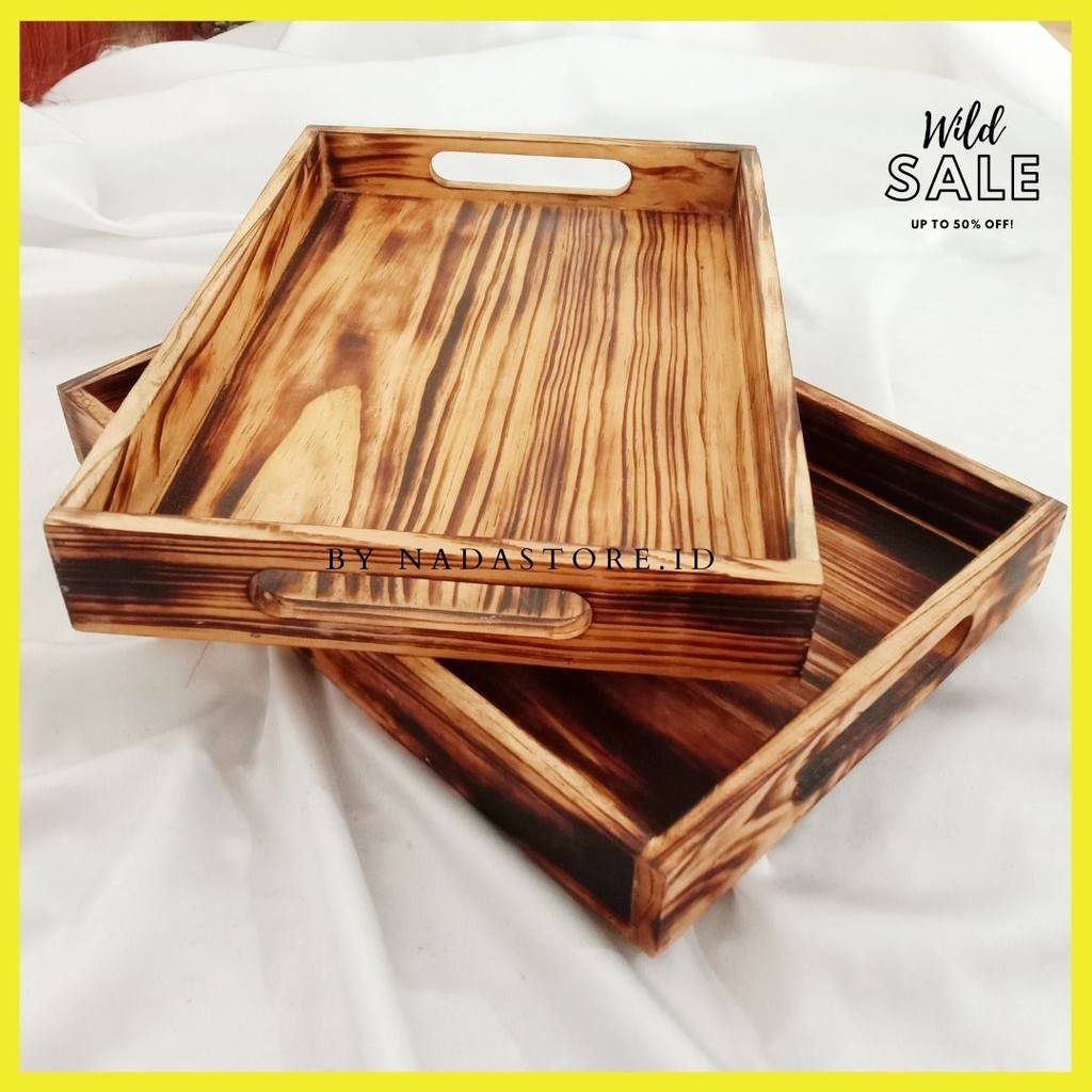 Serving Tray – Crafted from Fir Wood and with Two Handles W-015