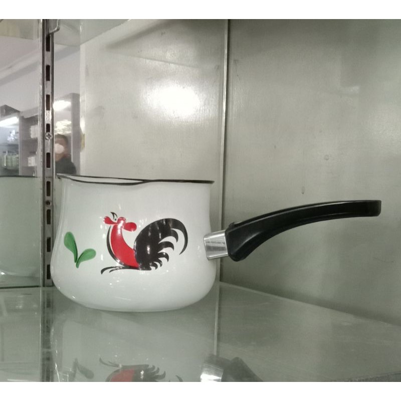 MILK PAN EJIRI MOTIF AYAM JAGO PANCI GAGANG ENAMEL