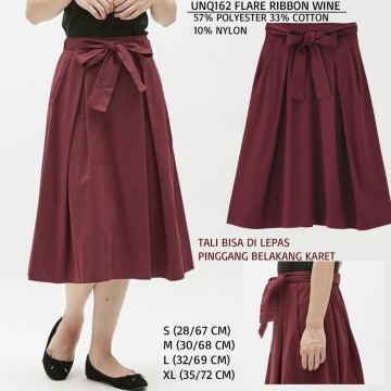 Rok Wanita Polos Flare Tali Ribbon Cotton Jepang (UNQ162 FLARED)-1