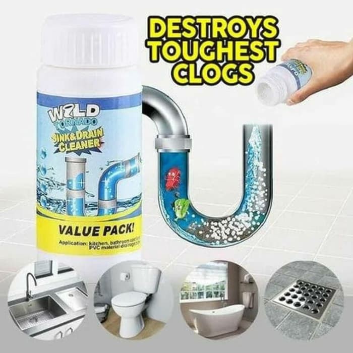 WILD TORNADO ORI PEMBERSIH PIPA TERSUMBAT TOILET SINK DRAIN CLEANER