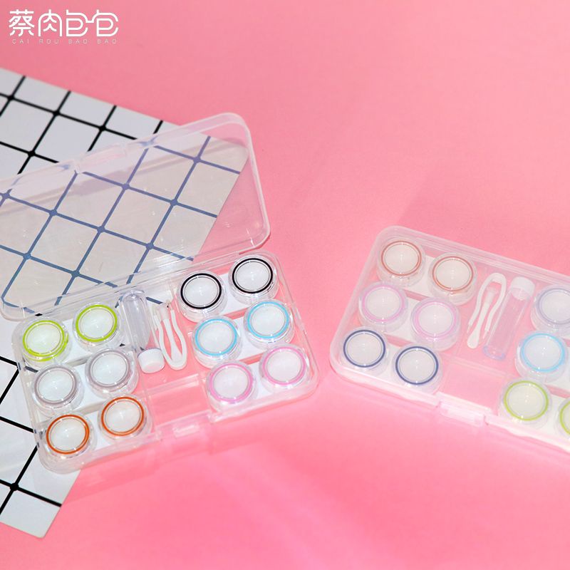 Tempat Softlens Besar isi 6 case / Set Large Box Lenscase (Box wadah lensa kontak set dengan pencapit dan botol air)