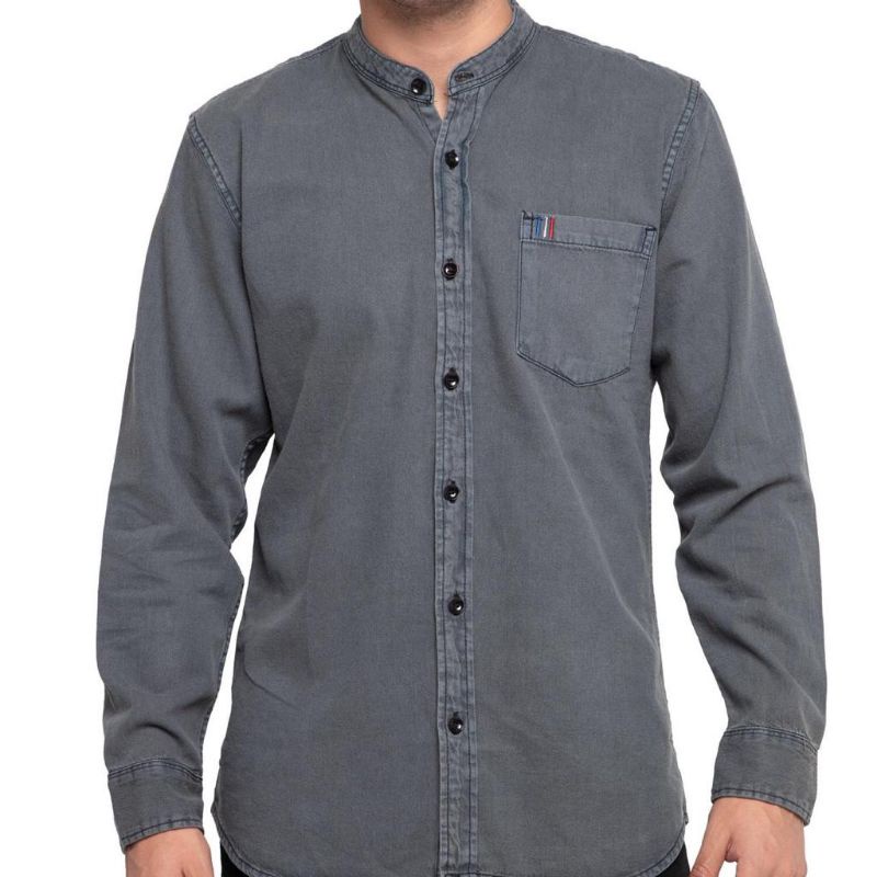 Kemeja Pria Jeans Kerah Shanghai / Kemeja Pria Denim Kerah Shanghai