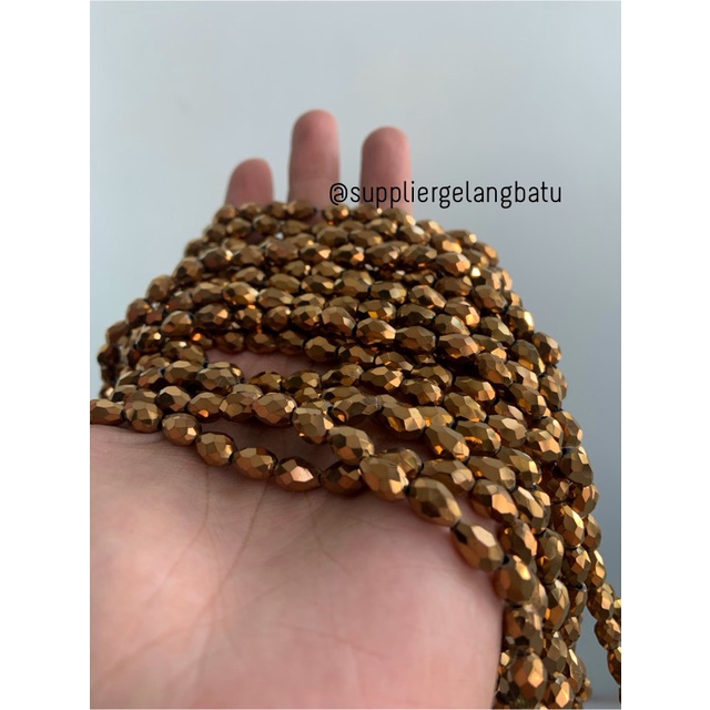 kristal Ceko tetes 10 x 6mm GOLD EMAS kristal renceng donat rondelle