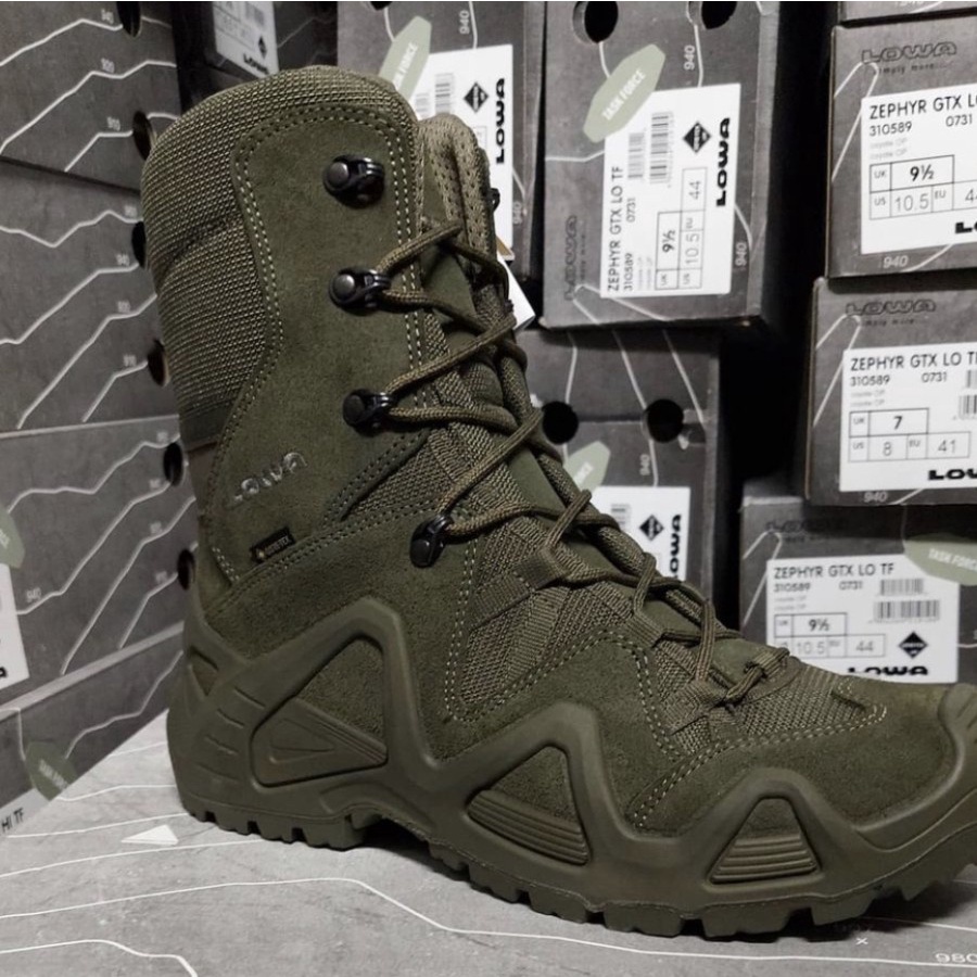 Sepatu Tactical Pria Outdoor LO*WA Zephyr GTX Millitary Boots Waterprof Import - Hijau