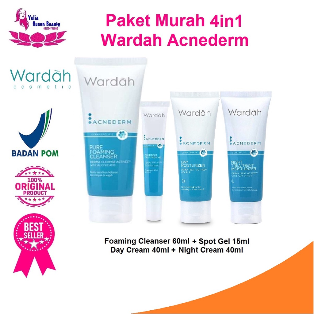Paket Murah Anti Jerawat 4in1 Anti Acne Wardah Acnederm Series Original