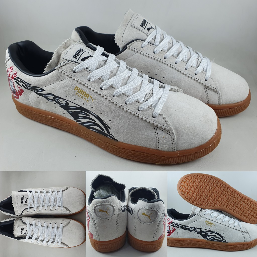 Sepatu Kets Puma Suede X Santa Cruz Screaming Hand White Gumsole Putih