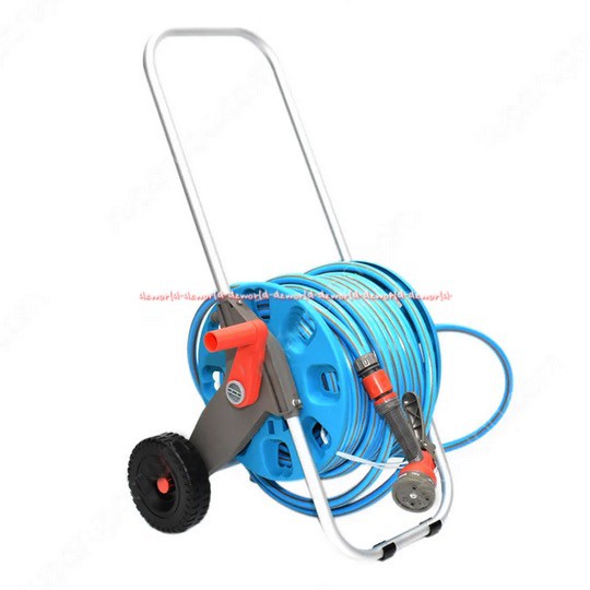 Krisbow Selang Panjang 30M bisa digulung Selang Gulung Pakai Roda Hose Reel Wheel Hose Garden