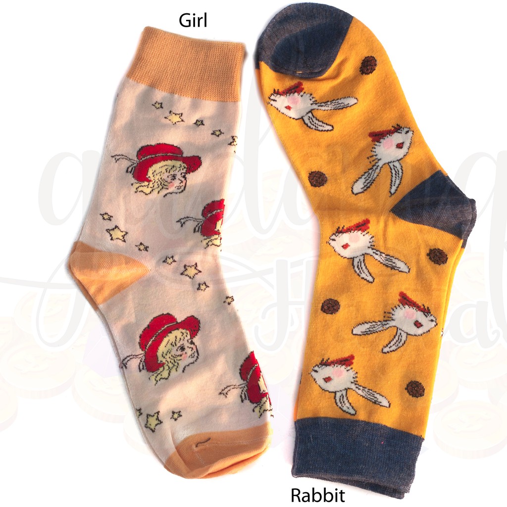 Kaos Kaki Wanita Panjang Alice in Wonderland And Rabbit GH 103184