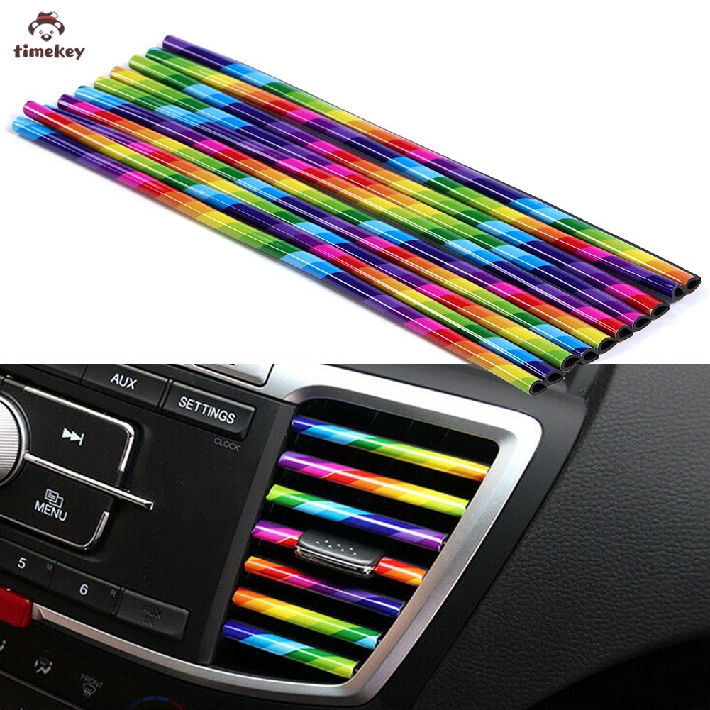 【COD】10 Pcs/set  Aksesori mobil  AUTO Mobil Ac Outlet U-shaped Decoration Bright Strip