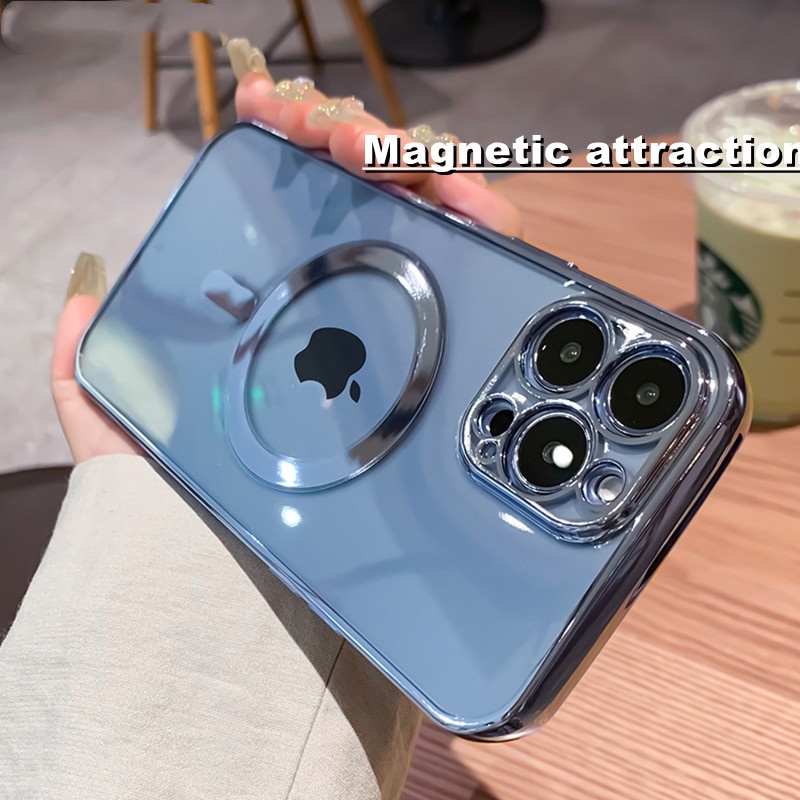 Magnetic ring Luxury Plating Clear Wireless Charging Case for iPhone 13 12 pro max11 Pro Max X XR XS max Soft Silicone Case