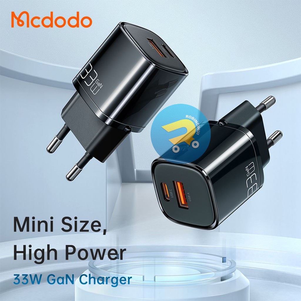 MCDODO Adaptor GAN 33 Watt Charger Dual Slot Fast Charging VOOC - QC3.0 - QC4.0 - Aplle 2.4a, Iphone Fast Charging - Adaptive Fast Charging(AFC) - FCP - SCP Charger Samsung - Adaptor oppo - Adaptor Samsung - Adaptor Vivo - Adaptor Xiaomi - Adaptor Huawei