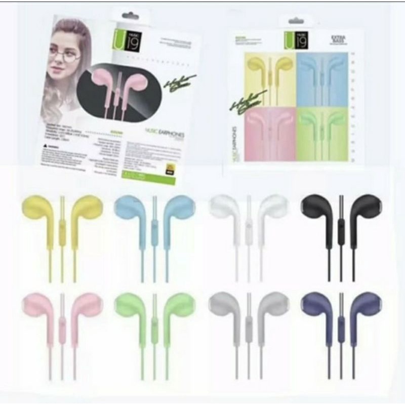 U19 MACARON HEADSET HANSFREE MACARON MATTE COLOUR HIFI HANDSFREE EXTRA BASS / HF EARPHONE U19