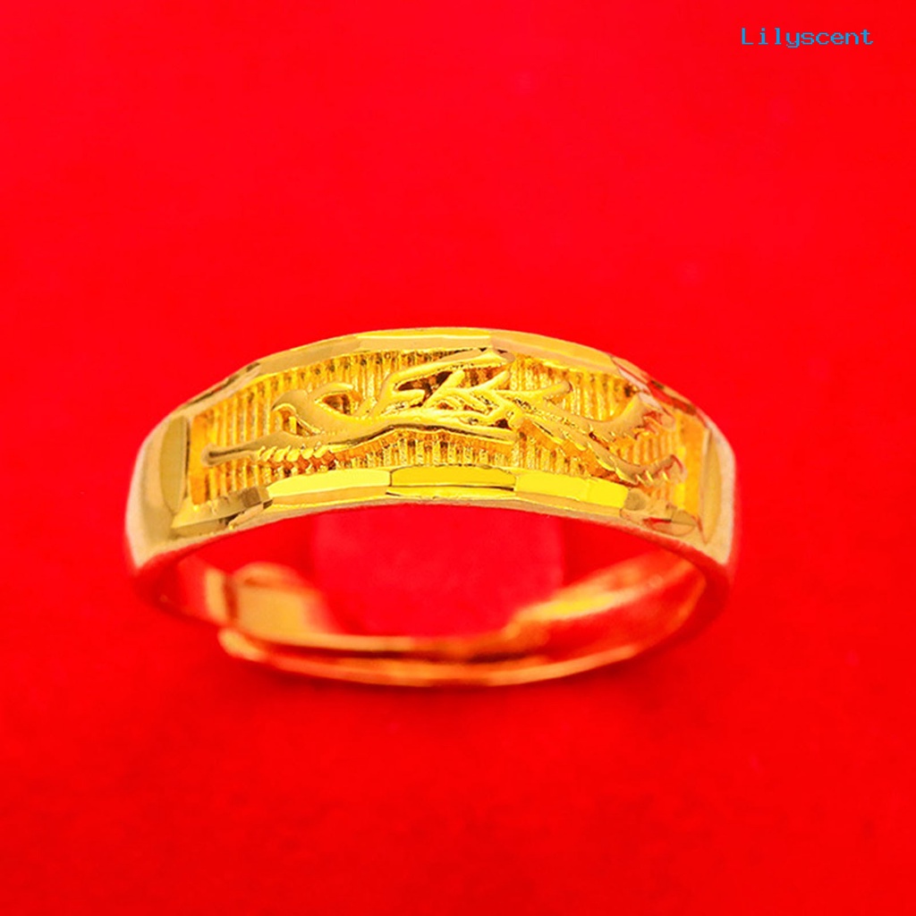 Ls Cincin Pasangan Bahan Alloy Lapis Emas Motif Naga Phoenix Untuk Valentine