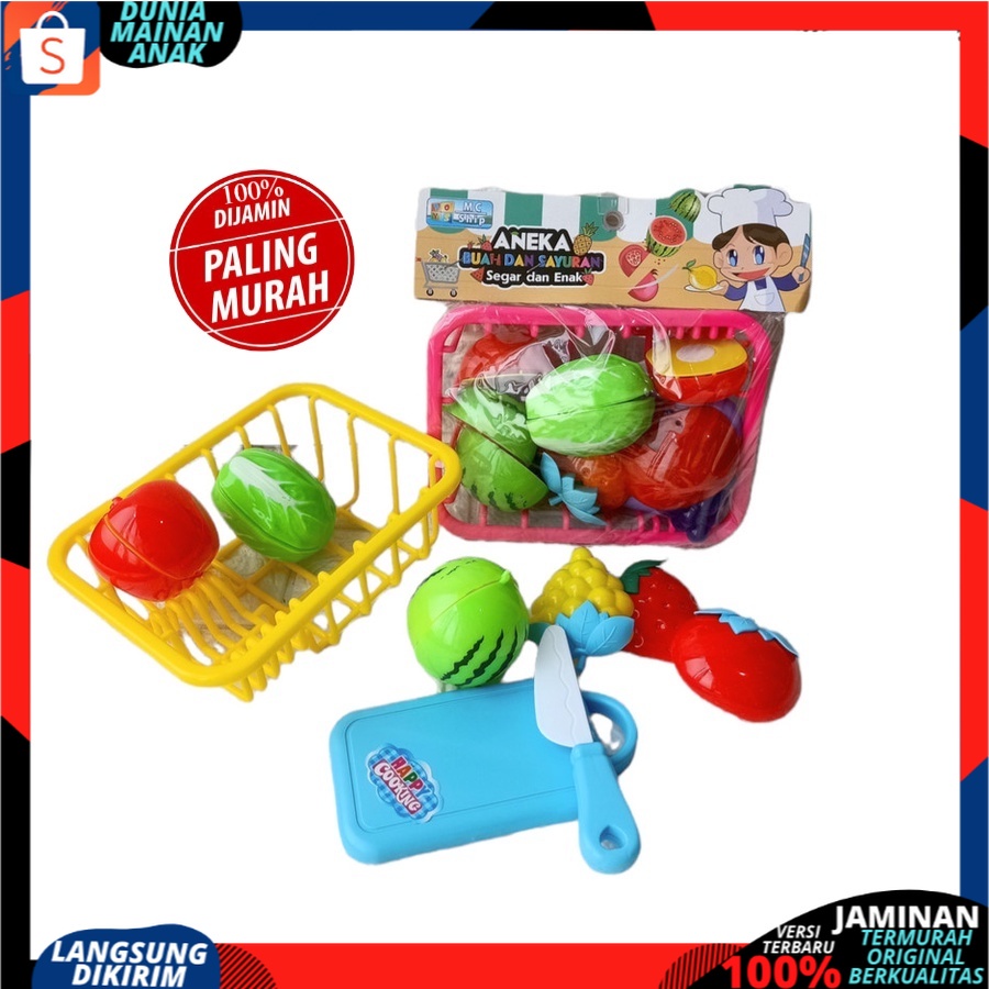 Mainan Anak Perempuan Masak Masakan Keranjang Buah Kecil Murah Berisi 9 Jenis Buah dan Sayur B510 SNI
