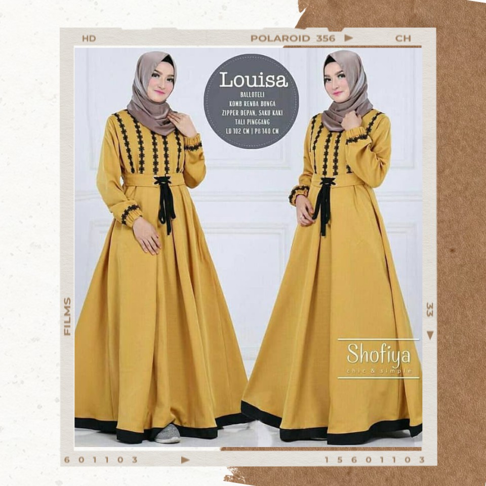 Baju Pakaian Wanita Muslim Gamis Louisa Dress Series Balotelli baju gamis brokat wanita terbaru 2020