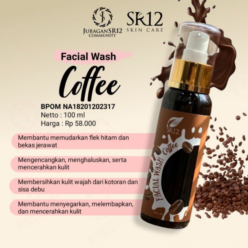 FACIAL WASH COFFEE SR12 TERBAIK.!! FRESH &amp; TIDAK KERING / SABUN KOPI