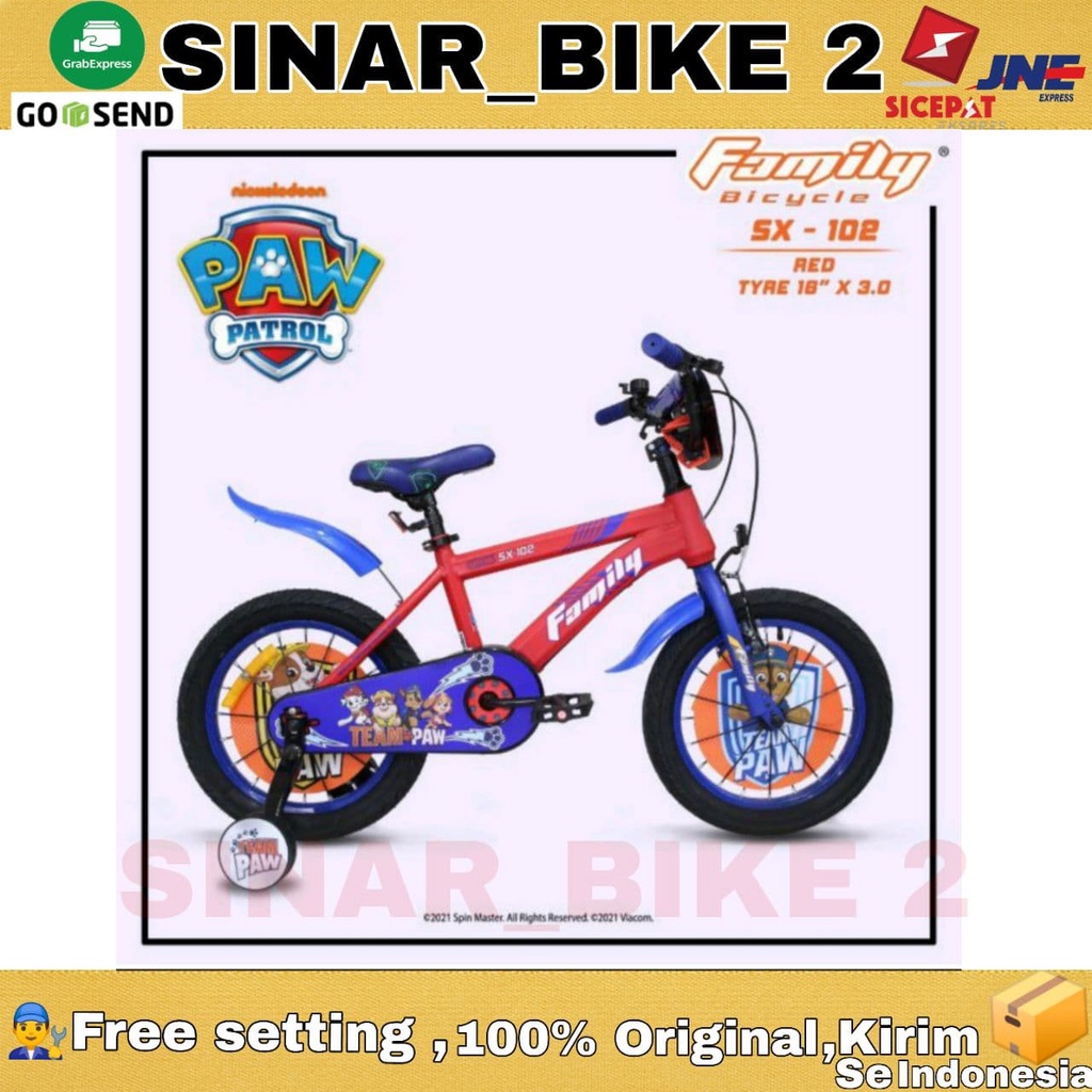 Sepeda Anak Laki Bmx 12 16 Inch Family SX-102  Paw Patrol