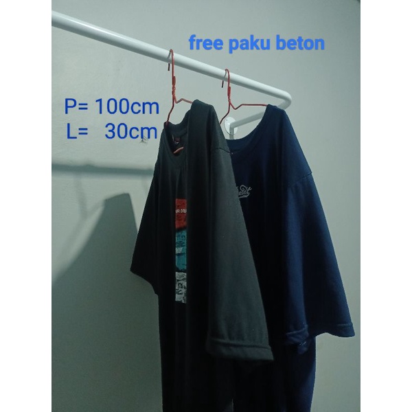 Gantungan baju besi/Dinding (panjang 1 meter) free paku beton