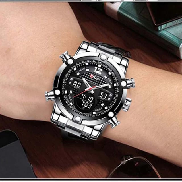 JAM TANGAN PRIA BIDEN 0112 BLACK FASHION / SPORT MODEL KLASIK ANTI AIR QUARTZ STRAP STEEL