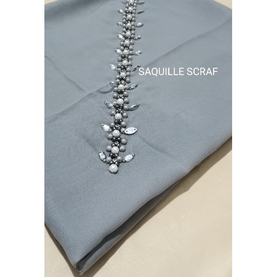 segiempat bella square payet mutiara permata/jilbab segiempat bella square bando payet/hijab bella-ABU MUDA