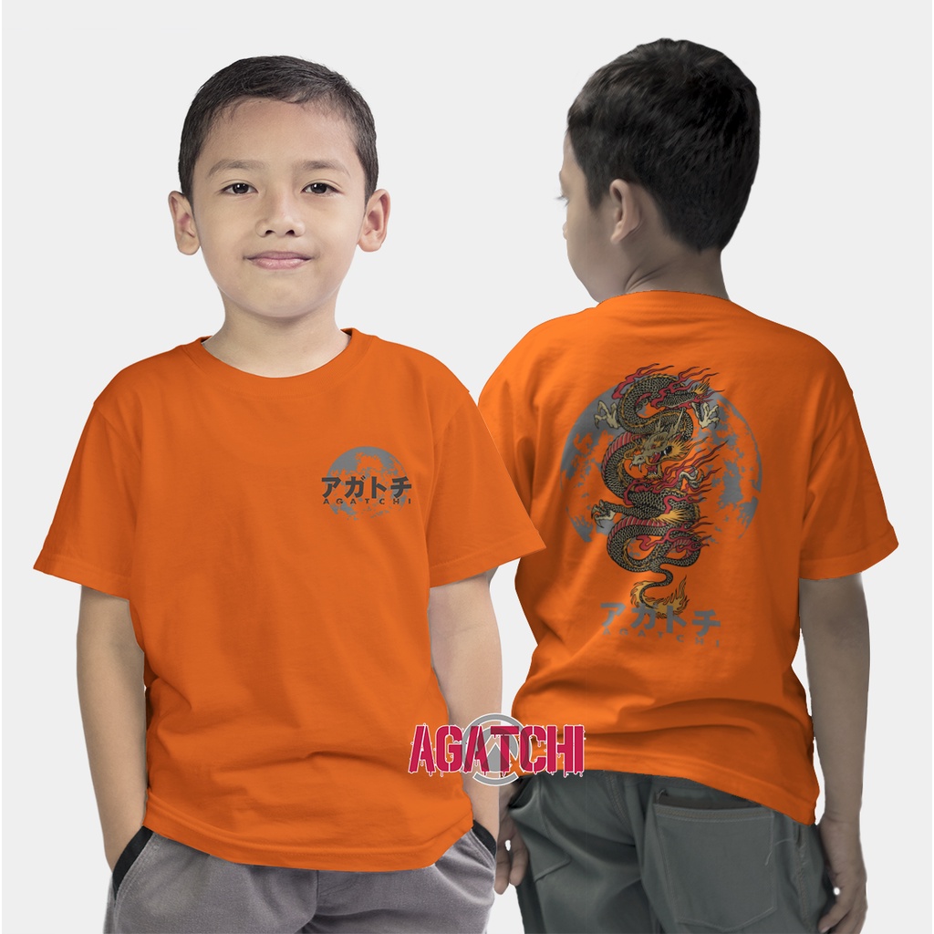 Baju Kaos Atasan Anak Laki-Laki Agatchi Motif Naga Dragon Moon