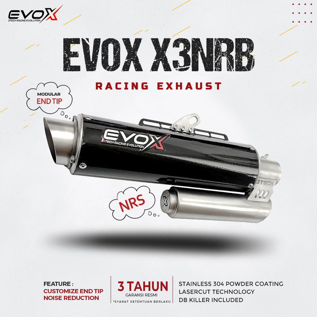 Knalpot MOTOR Racing EVOX X3 SERIES untuk Motor 250cc 2 Silinder Lengkap DBKiller Original