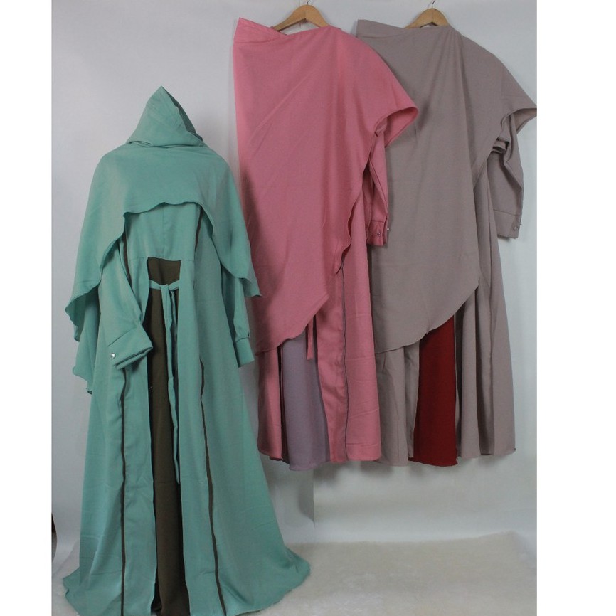 Gamis Set Khimar AZUMA wollycrepe caltri baju muslimah ootd fashion muslim khimar instan new
