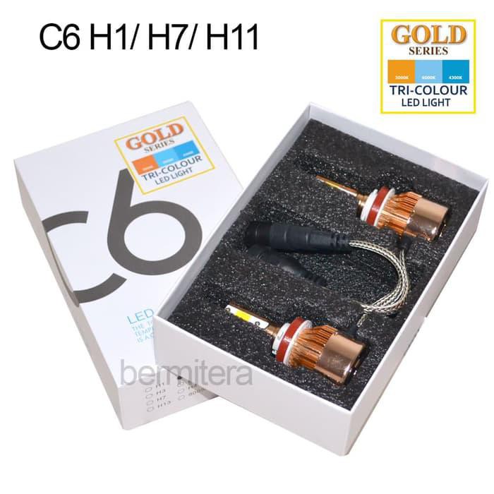 C6 Gold H11 - Lampu LED Mobil 3 Warna switchable 36W - Sepasang - Grs Seminggu
